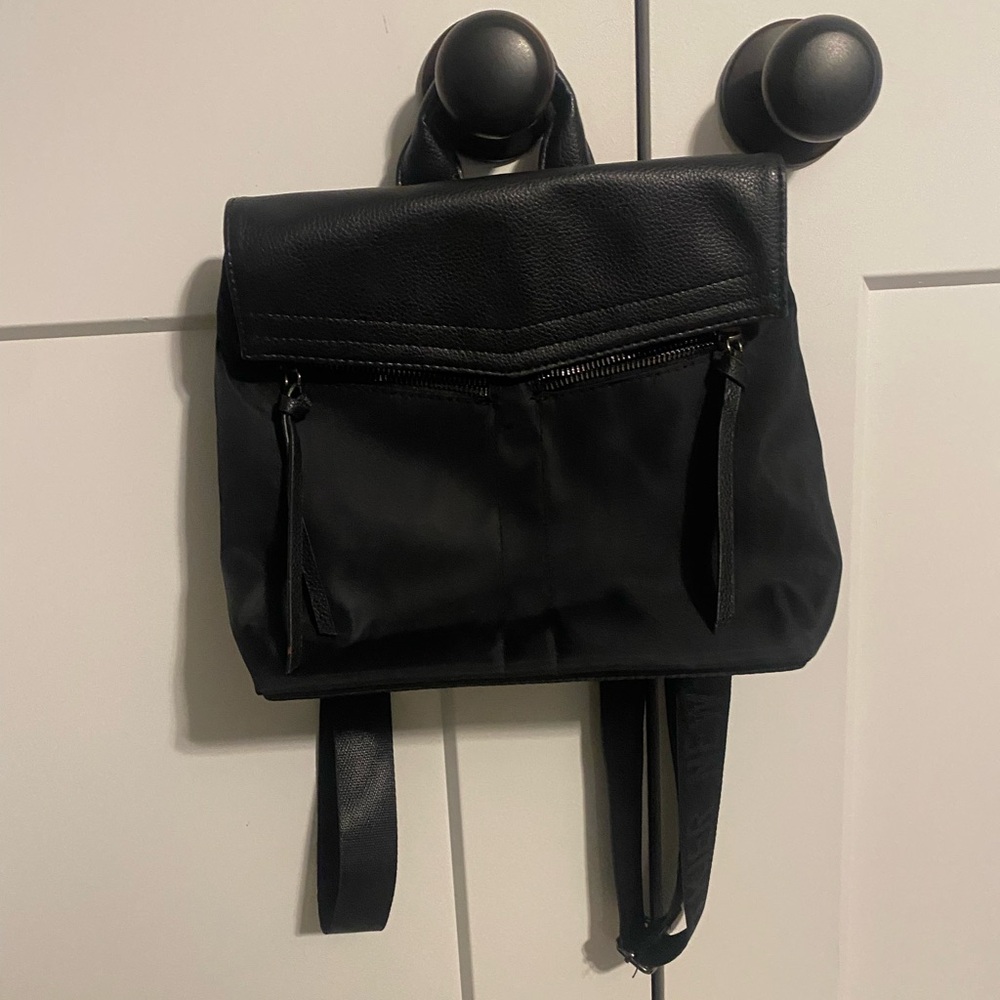 Black Backpack with Leather Accents